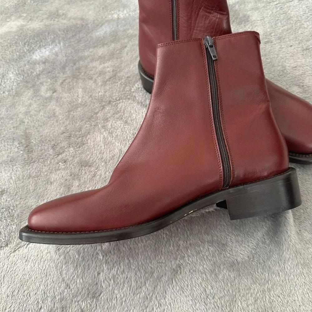 J. Crew Women's Burgundy Leather Ankle Boots